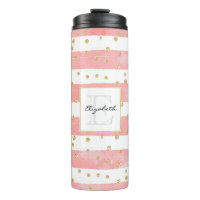 Bleu rose | Faux Gold Confetti Monogramme