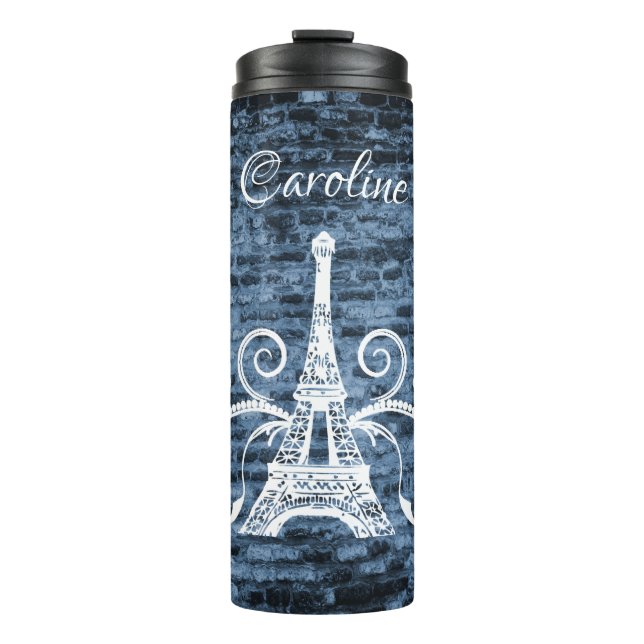 Bouteilles Isothermes Bleu Tour Eiffel Grunge Thermal Tumbler (Devant)