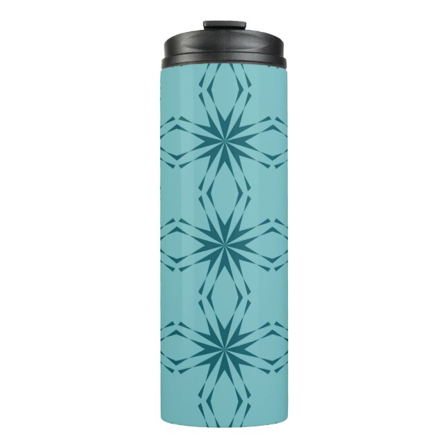 Bouteilles Isothermes bleu turquoise, cool, abstraction fleur tendance (Devant)