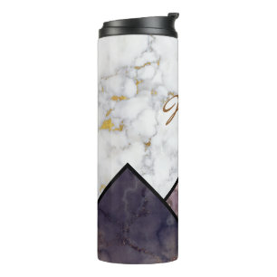 Bouteilles Isothermes Bloc de couleur marbre Montagne noire et blanche