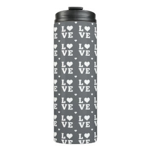 BOUTEILLES ISOTHERMES BLOC GRIS ET BLANC LETTRE AMOUR AVEC COEUR