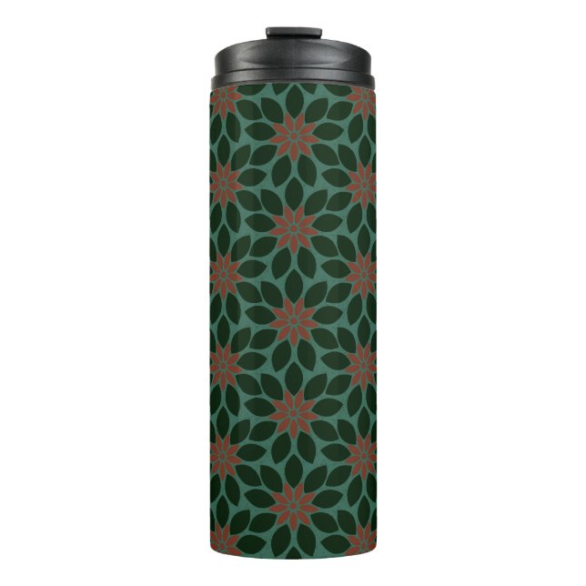 Bouteilles Isothermes Bloc Imprimer Carrelage Fleurs vert foncé rouge (Devant)