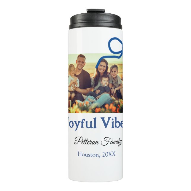 Bouteilles Isothermes Blue bow joyful Vibes ajouter nom de famille photo (Devant)