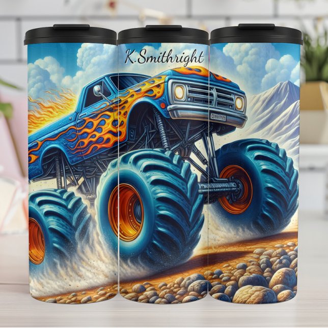 Bouteilles Isothermes Blue Flame Monster Truck Desert (Créateur téléchargé)