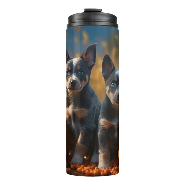 Bouteilles Isothermes Blue Heeler Chiot Automne Citrouille de plaisir (Devant)