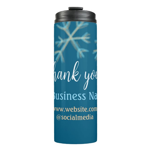 Bouteilles Isothermes Blue orange snowflakes ajouter nom commercial noël (Devant)
