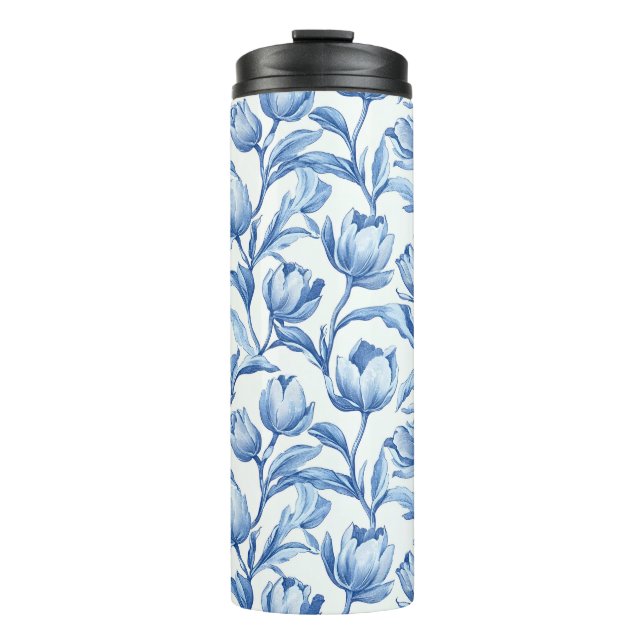 Bouteilles Isothermes Blue Tulip motif floral vintage (Devant)