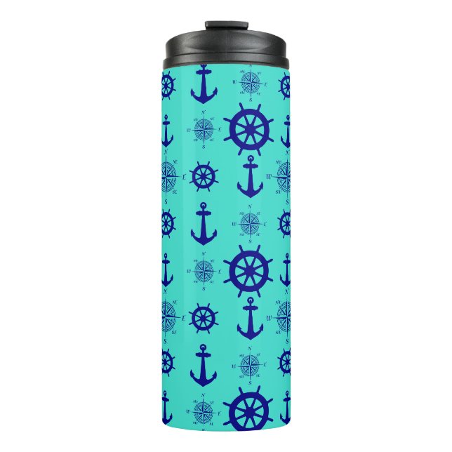 Bouteilles Isothermes Blue Turquoise Nautical Coastal Boating (Devant)