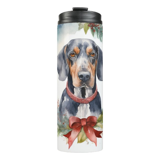 Bouteilles Isothermes Bluetick Coonhound Christmas Wreath Festive Pup (Devant)