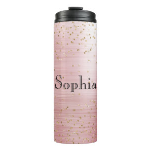 Bouteilles Isothermes Blush Pink Glam Gold Sparkle Confetti Personnalisé