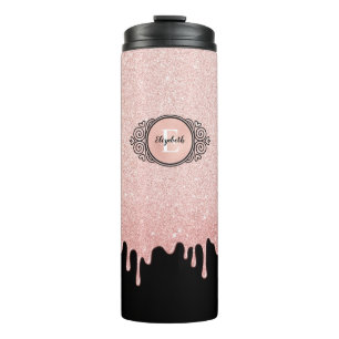 Bouteilles Isothermes Blush Rose Pailleté Monogramme Nom