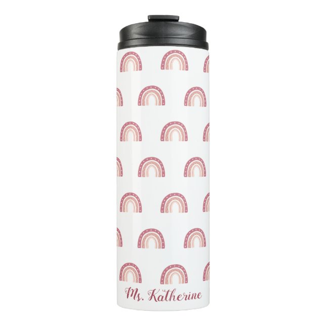 Bouteilles Isothermes Boho arc-en-ciel personnalisé Pastel rose (Devant)