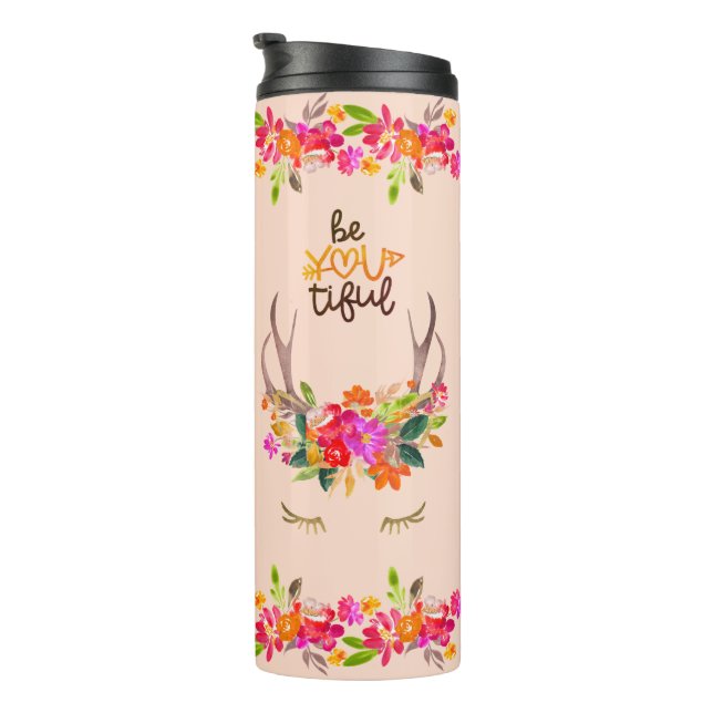 Bouteilles Isothermes Boho Autumn Reindeer Lashers Floral Deer Antlers (Tourné sur la droite)