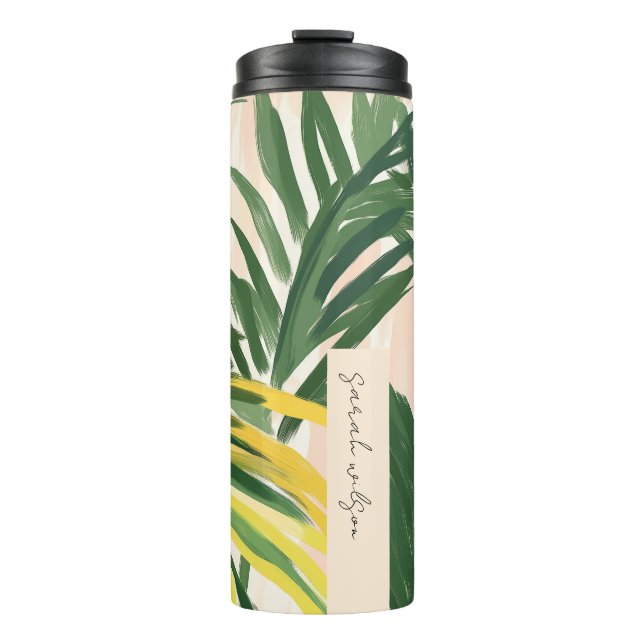 Bouteilles Isothermes Boho Blush Green Tropical Palm Plage Feuille (Devant)