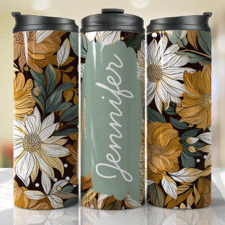 Bouteilles Isothermes Boho Floral Ajouter Nom Cadeau personnalisé