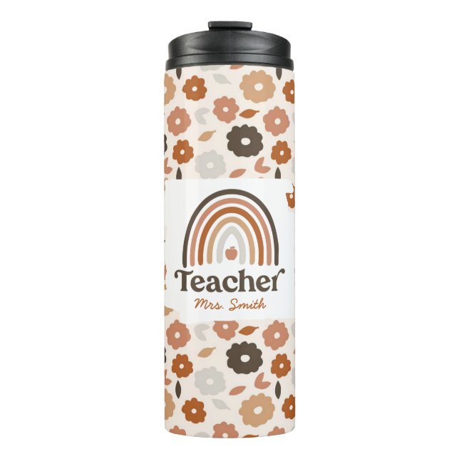 Bouteilles Isothermes Boho Floral moderne Arc-en-ciel Teacher Apple (Devant)
