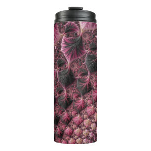 Bouteilles Isothermes Boho Funky Éclectique Rose Noir Abstrait Fractal