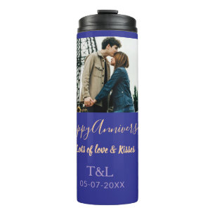 Bouteilles Isothermes Boho moderne heureux anniversaire ajouter nom bleu