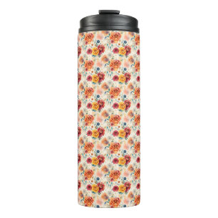Bouteilles Isothermes Boho vintages roses et plumes motif floral