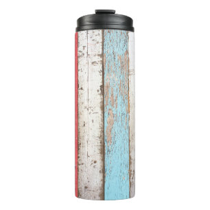 Bouteilles Isothermes Bois vintage : Texture criquée multicolore.