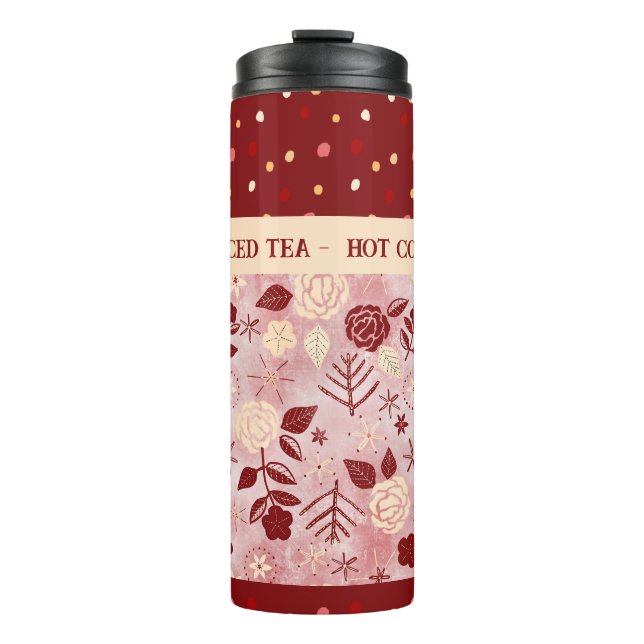 Bouteilles Isothermes Boisson d'hiver thermale tumbler rose floral (Devant)
