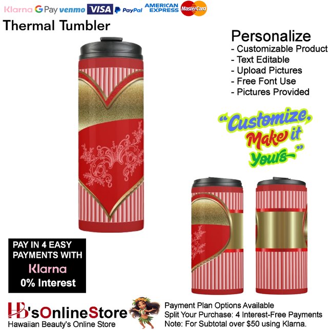 Bouteilles Isothermes Boîtes des Coeurs Tumbler Thermique (Boxes of Hearts Beverage Thermal Tumbler Container.)