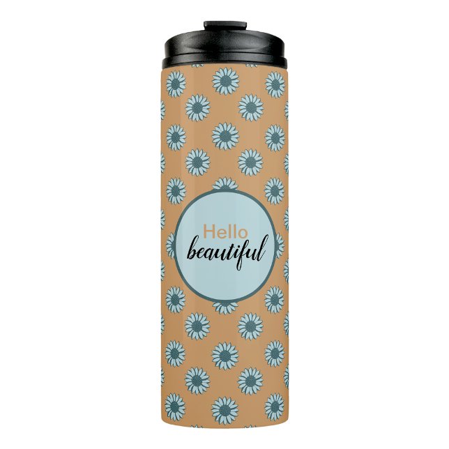 Bouteilles Isothermes Bonjour Belles Tournesols Bleus (Hello Beautiful Blue Sunflowers Thermal Tumbler from Studio Posies. )