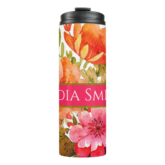 Bouteilles Isothermes Bonnet à boisson florale personnalisée (Devant)