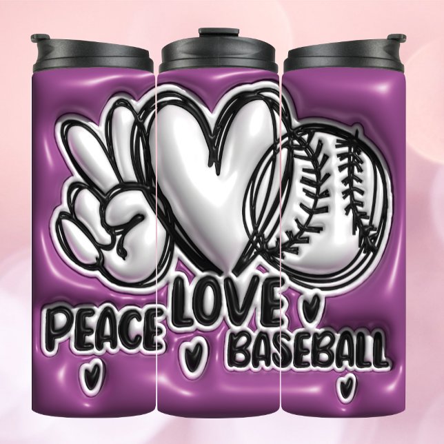 Bouteilles Isothermes Bonnet gonflé 3D - Baseball Peace Love (Créateur téléchargé)