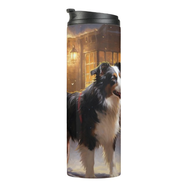 Bouteilles Isothermes Border Collie Saison de Noël Fêtes (Tourné sur la droite)