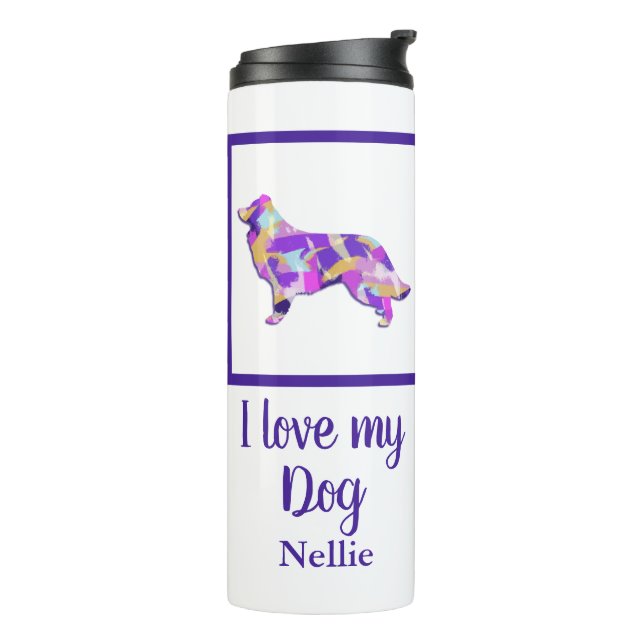 Bouteilles Isothermes Bordure Collie Chien Cute Silhouette PPY&B (Tourné sur la gauche)