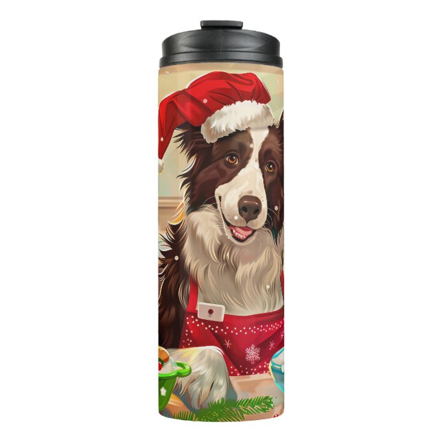 Bouteilles Isothermes Bordure Collie Gîtes : Noël festif (Devant)