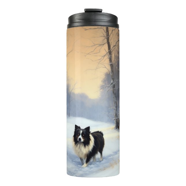 Bouteilles Isothermes Bordure Collie Laisser neiger Noël (Devant)