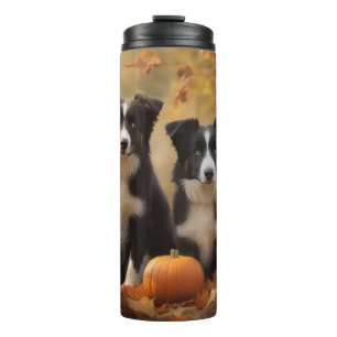 Bouteilles Isothermes Bordure Collie Puppy Automne Citrouille de plaisir