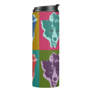 Bouteilles Isothermes Bordure Collie Stare Pop Art