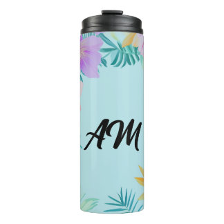 Bouteilles Isothermes Bordure Florale Tropicale Esthétique d'Été
