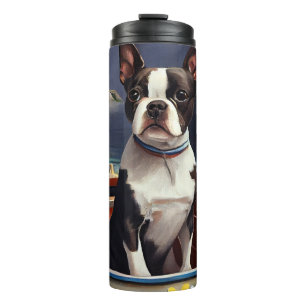 Bouteilles Isothermes Boston Terrier sur une pagaie : Une aventure pitto
