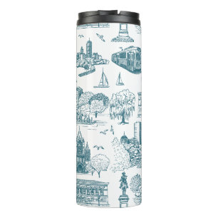 Bouteilles Isothermes Boston Toile (éd. anniversaire) bleu/blanc