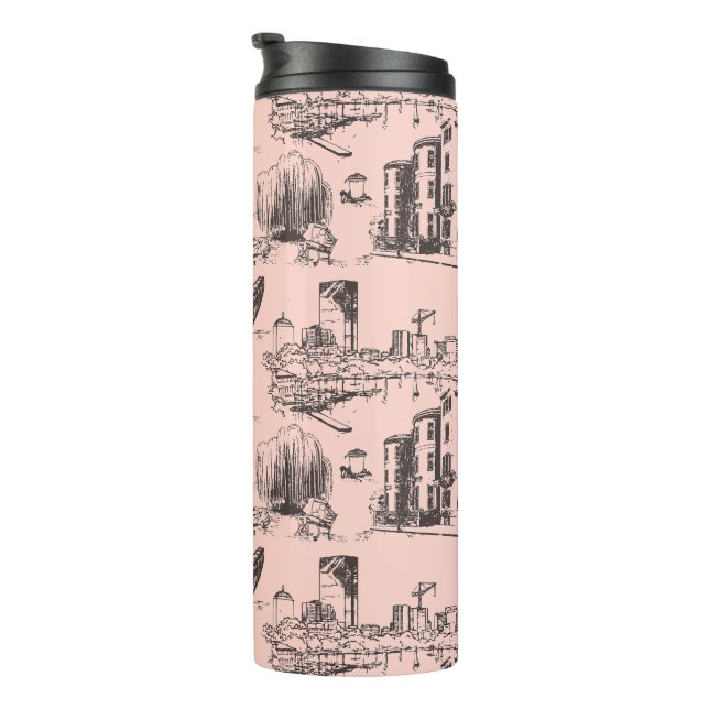 Bouteilles Isothermes Boston Toile noir et rose (Tourné sur la droite)
