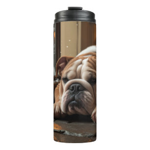 Bouteilles Isothermes Bouledogue avec éclairages de Noël de vacances