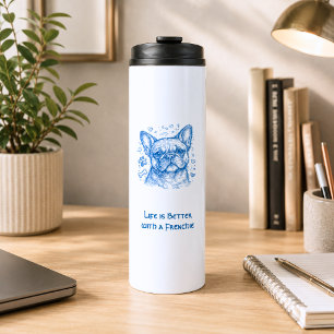 Bouteilles Isothermes Bouledogue français bleu doodle ligne art frenchie