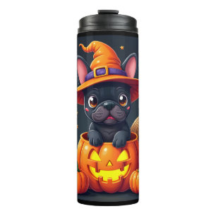 Bouteilles Isothermes Bouledogue Français Sorcière Citrouille Halloween