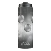Boules de Noël Gris Argent Avec Nom Personnalisé