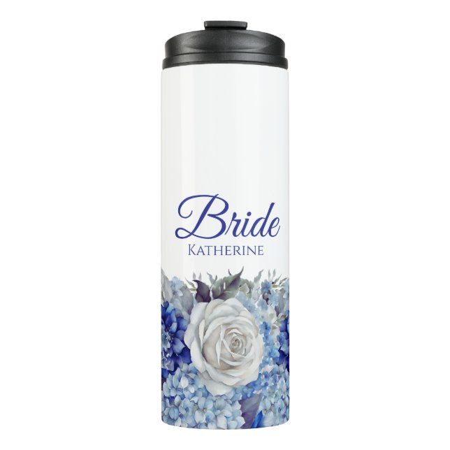 Bouteilles Isothermes Bouquet-Bride-Fleur bleu aquarelle (Devant)