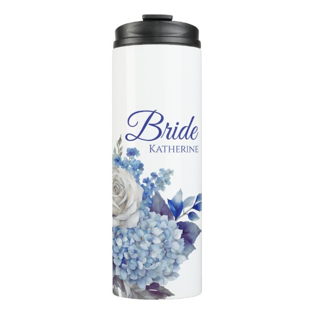 Bouteilles Isothermes Bouquet-Bride-Fleur bleu aquarelle (Devant)