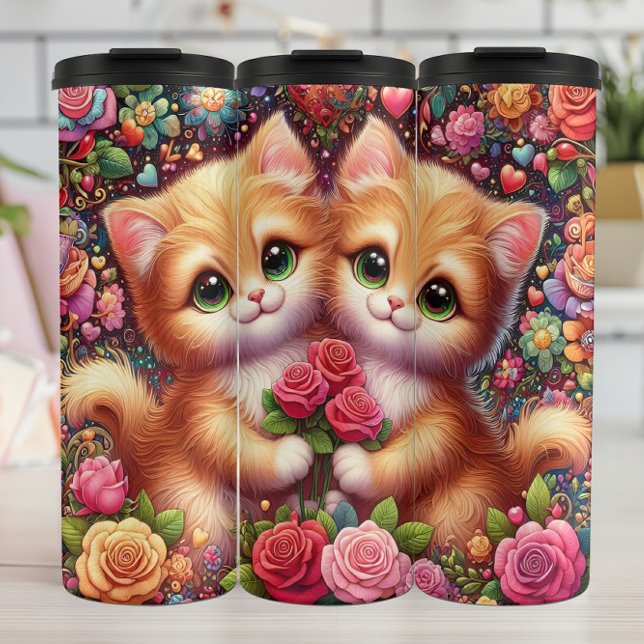 Bouteilles Isothermes Bouquet de roses de chatons mignons (Créateur téléchargé)