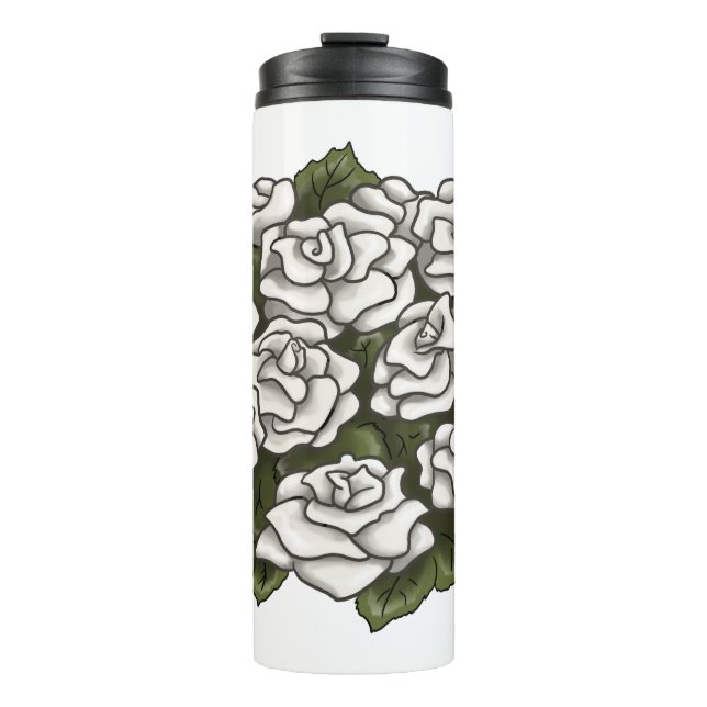 Bouteilles Isothermes Bouquet Rose blanche (Devant)
