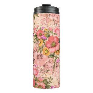 Bouteilles Isothermes Bouquets motif rococo sans couture. Belle bouque