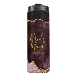 Bouteilles Isothermes Bourgogne Blush Gold Foil Agate Marbre