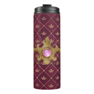 Bouteilles Isothermes Bourgogne et Or Paris Monogramme de pierre précieu